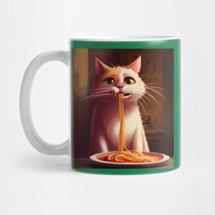 cute cat eating spaghetti Mug